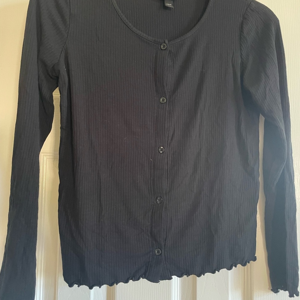 art class Black Ribbed Button-Up Shirt